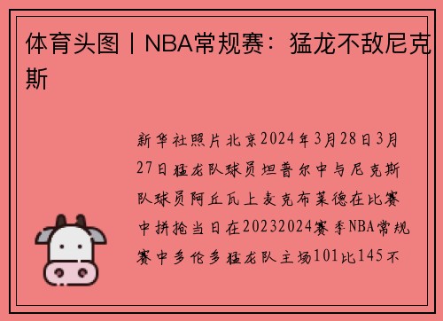 体育头图丨NBA常规赛：猛龙不敌尼克斯